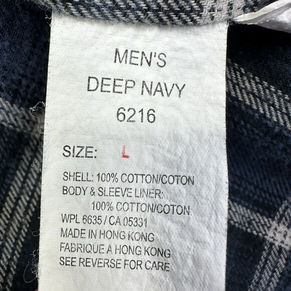 Woolrich Men's L Blue Flannel Lined Button Heavy Workwear Shirt Jacket Large VTG - Picture 5 of 14